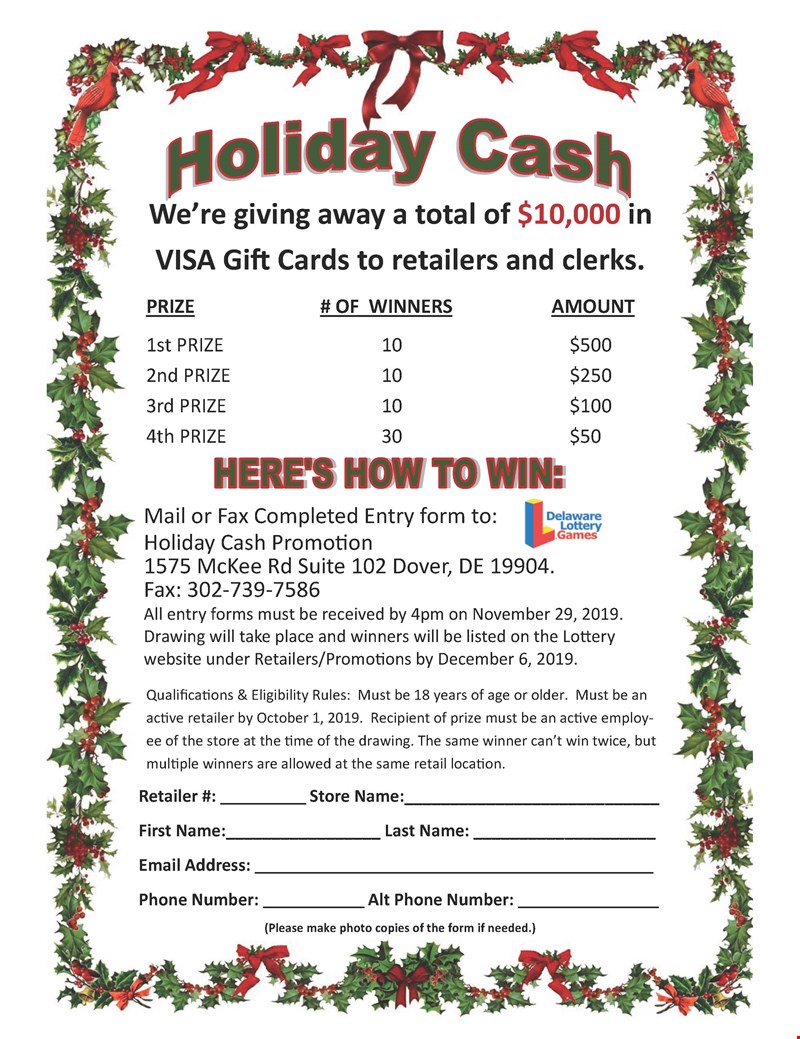 Holiday Cash Promotion